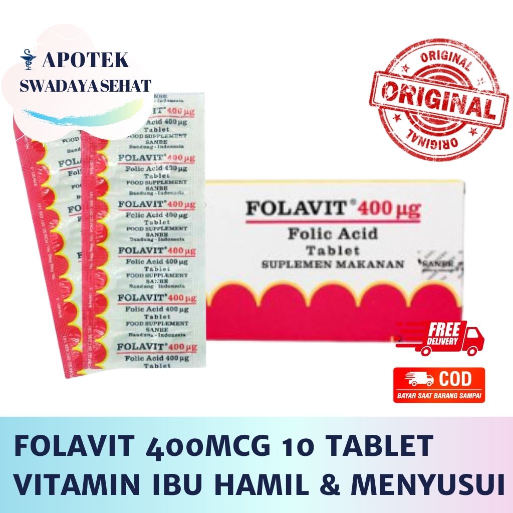 FOLAVIT 400 MCG Strip Vitamin Asam Folat - Suplemen Ibu Hamil dan Menyusui Folic Acid