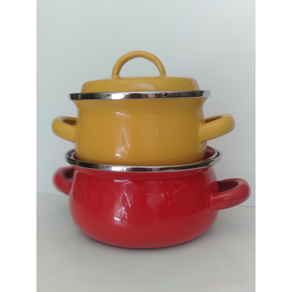 Panci Set Warna Enamel 12+14 Dutch Oven Kedaung