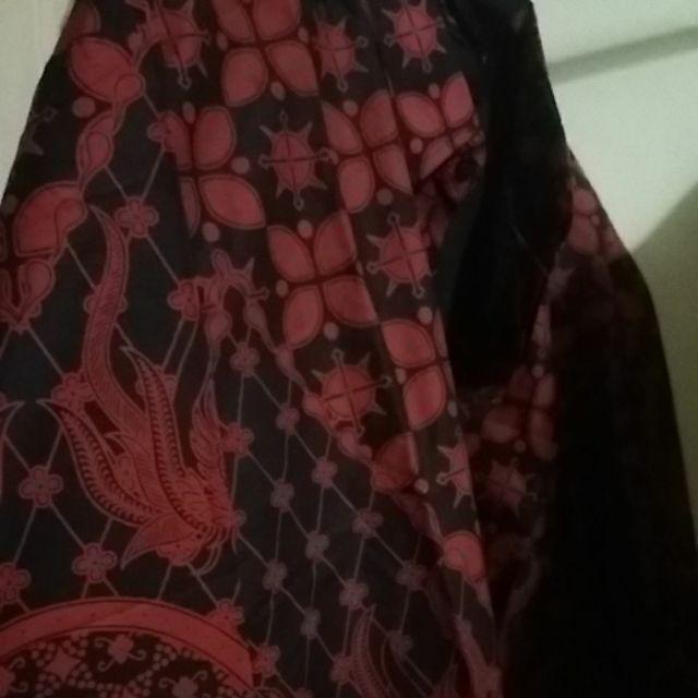 Baju Kemeja Batik Lengan Panjang Natal Nagawangsa Marun Hem Cowok Ukuran Jumbo Xxl