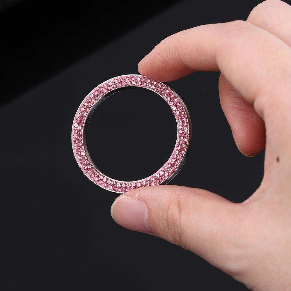 Top Diamond Ring Cincin Kristal Praktis Berlian Imitasi Diamond Kancing Mobil Lingkaran Trim Stop Kontak Push Button Switch Cover