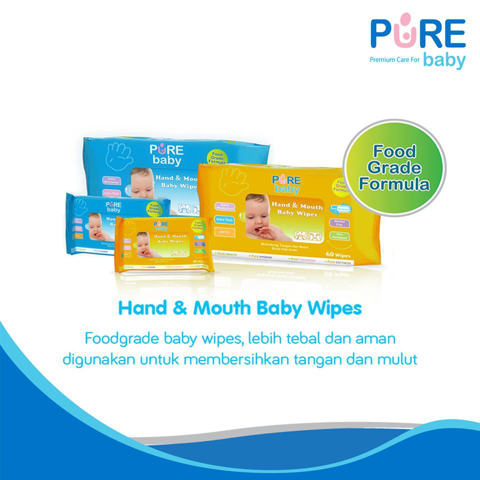 Pure Baby Wipes Hand &amp; Mouth 60s / Pure Baby Tissue Bayi