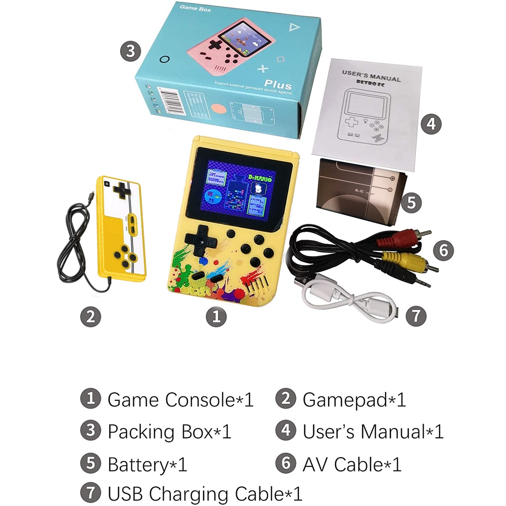 Gameboy Retro FC 400 Classical Games Portable LCD Screen Support for TV & 2 Players Gifts for Kid-3