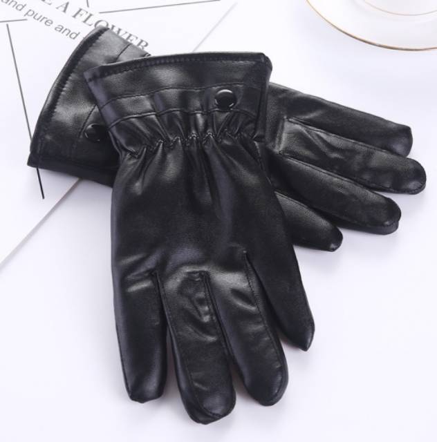 Man Woman Winter Touch Screen Gloves PU Leather Dalam Bulu Hangat Sarung Tangan Musim Dingin