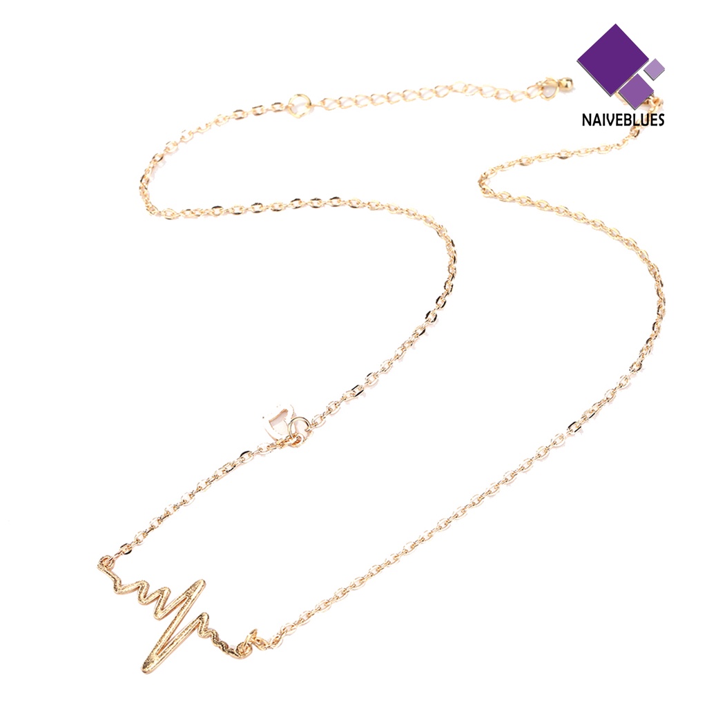 Kalung Desain Detak Jantung Rhythm Bahan Alloy Untuk Wanita
