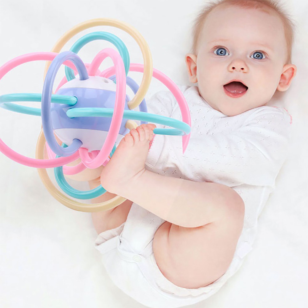 HIPPO LAND Mainan bayi Manhattan bola /Rattle teether bayi karet lembut 220