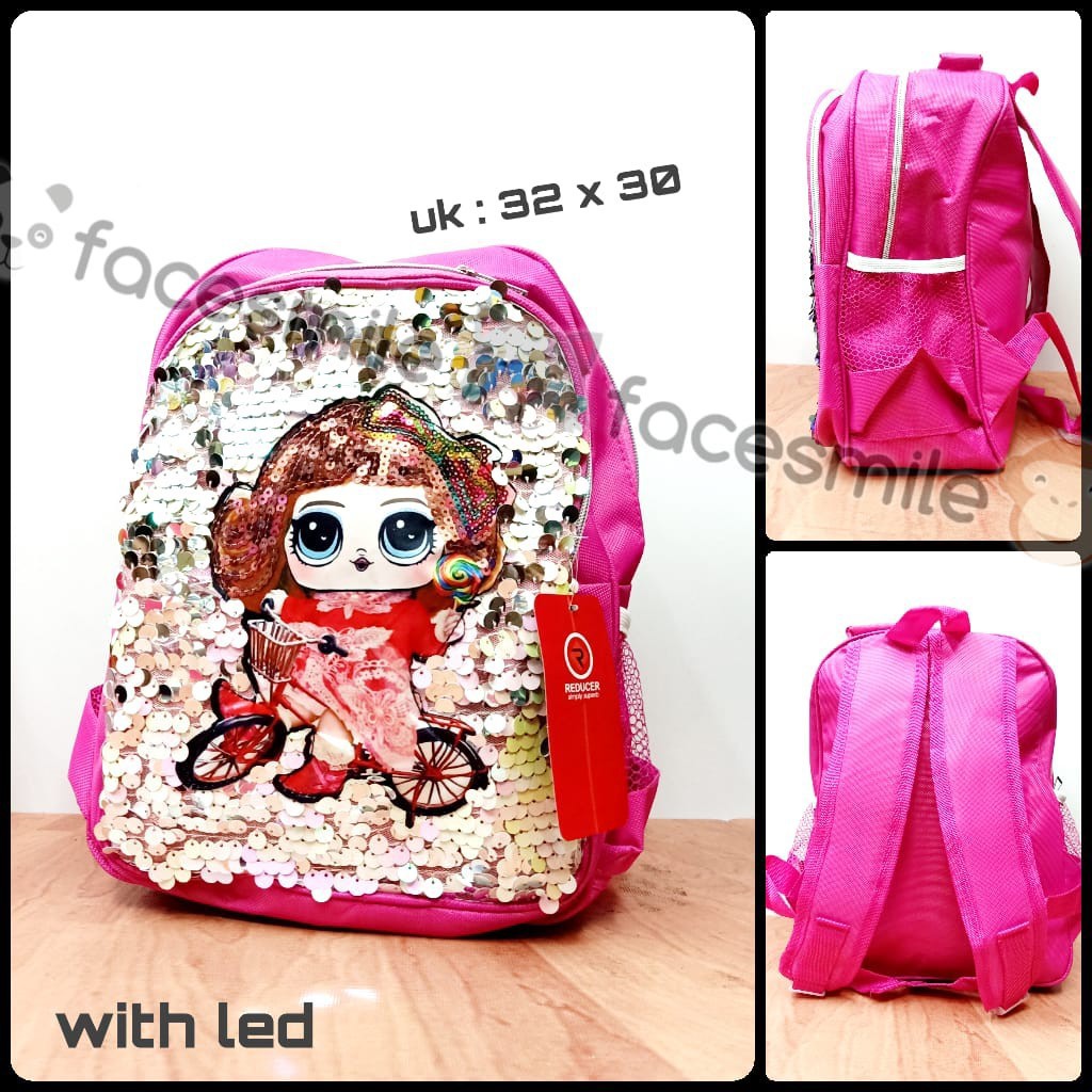 SAYLEN-TAS SEKOLAH ANAK PEREMPUAN/TAS RANSEL ANAK LED+PAYET/TAS TRENDI