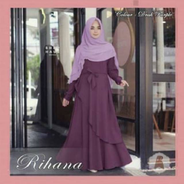 Gamis set khimar serut 2 layer ceruti rihana syar'i maxi busui dan wudhu friendly