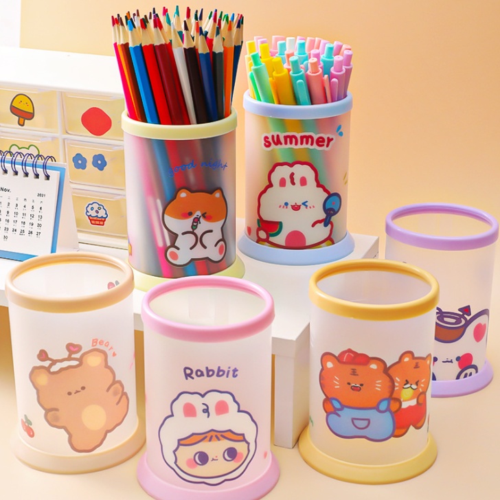 

Tempat Pen Pensil Meja kotak pensil karakter lucu bulat