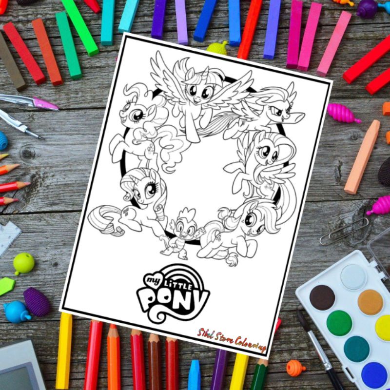 Kertas Mewarnai Anak Tema My Little Pony 01 / Kertas Gambar (10 Lembar Gambar)
