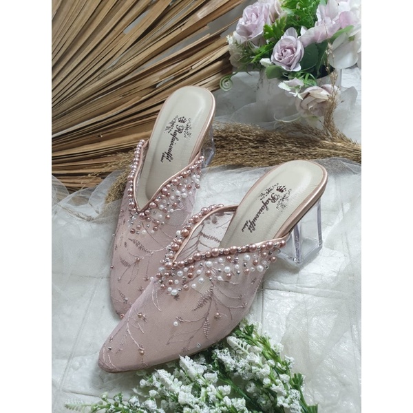 sepatu Rumelia rosegold tinggi 7cm kacaa