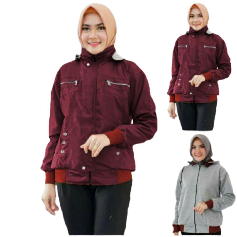 JAKET WANITA JAKET PARASUT ANNA JAKET BOLAK BALIK WANITA HEYLOOK(A24)-marun