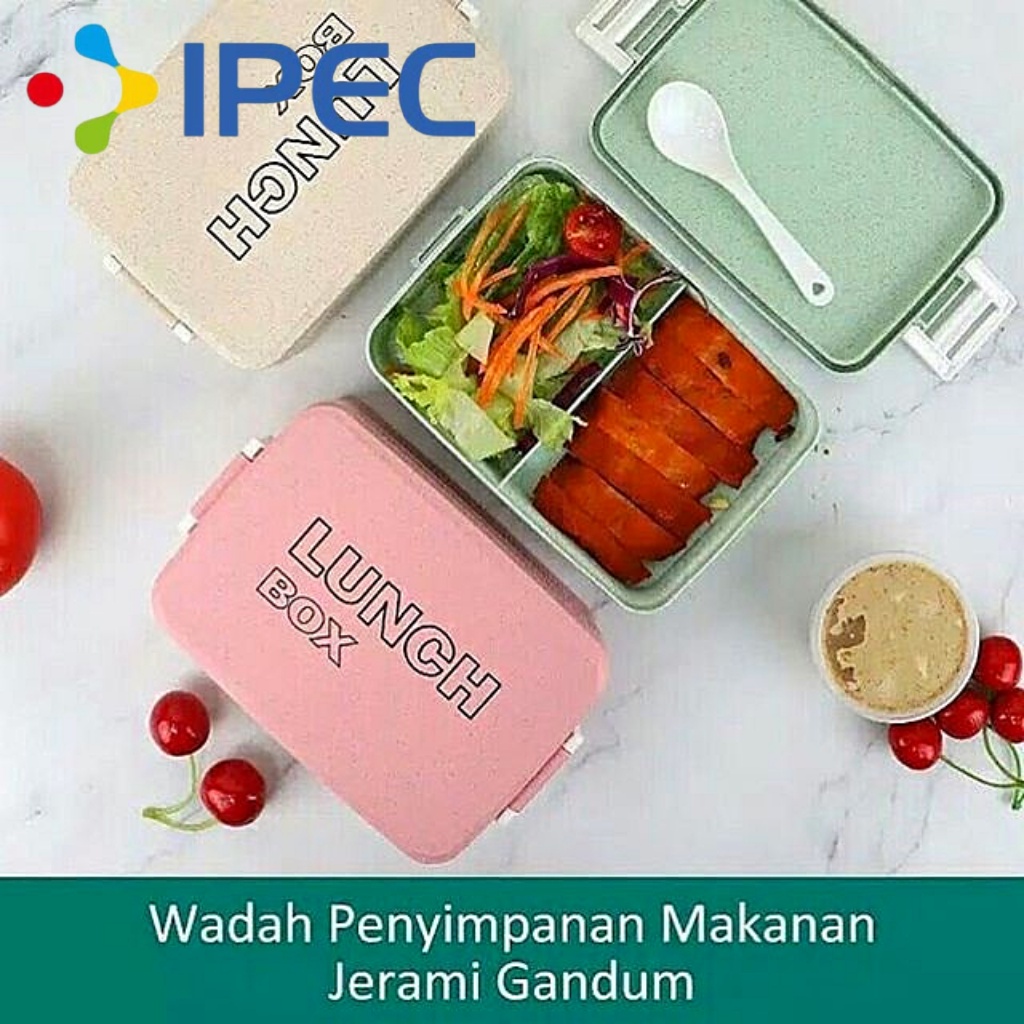 Lunch Box Set Kotak Bekal Makan Jerami Gandum BPA FREE kotak makan Free Sendok PP Jerami Gandum lunch box 2 susun