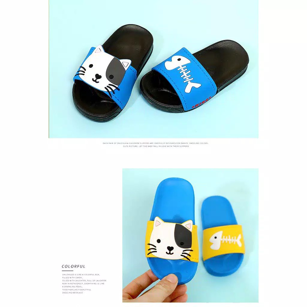 HappyOliver SANDAL FISH BONE Sandal karet lucu anak, Sandal anak motif animal lucu