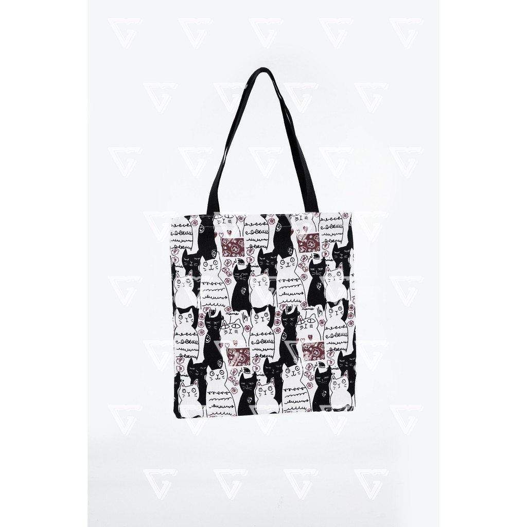 Totebag wanita / tote bag wanita kekinian 2021 kanvas motif Kucing