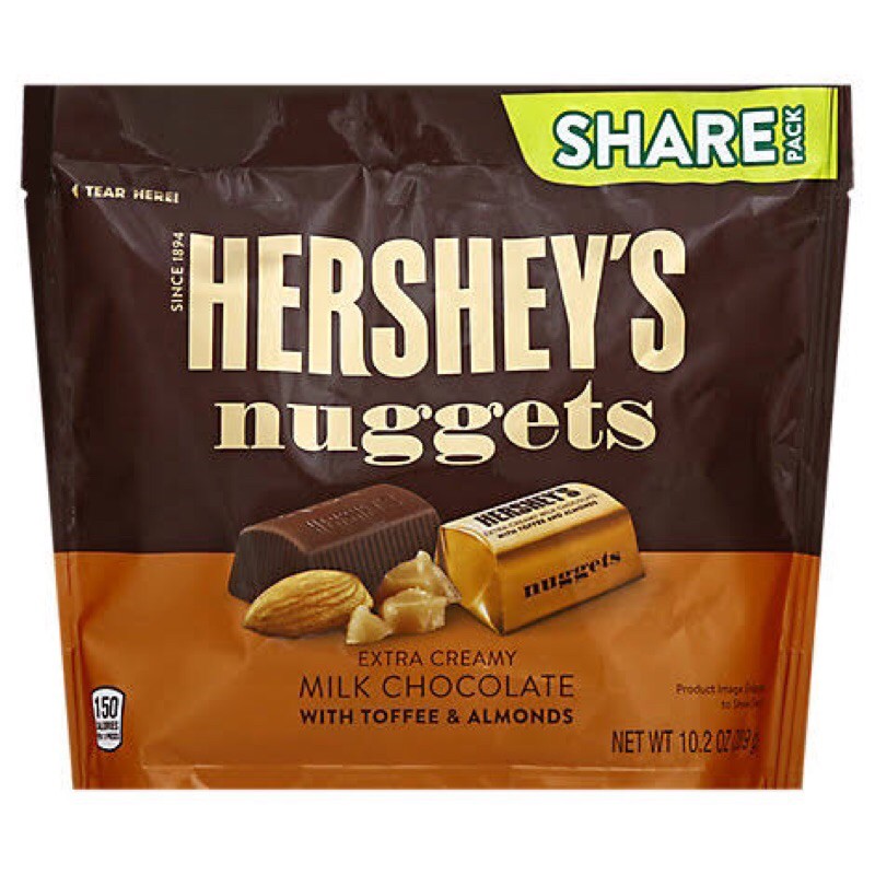 

hershey’s nuggets mik chocolate with toffe and almonds