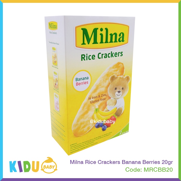 Milna Rice Crackers 20gr Cemilan Makanan MPASI si Kecil Kidu Baby