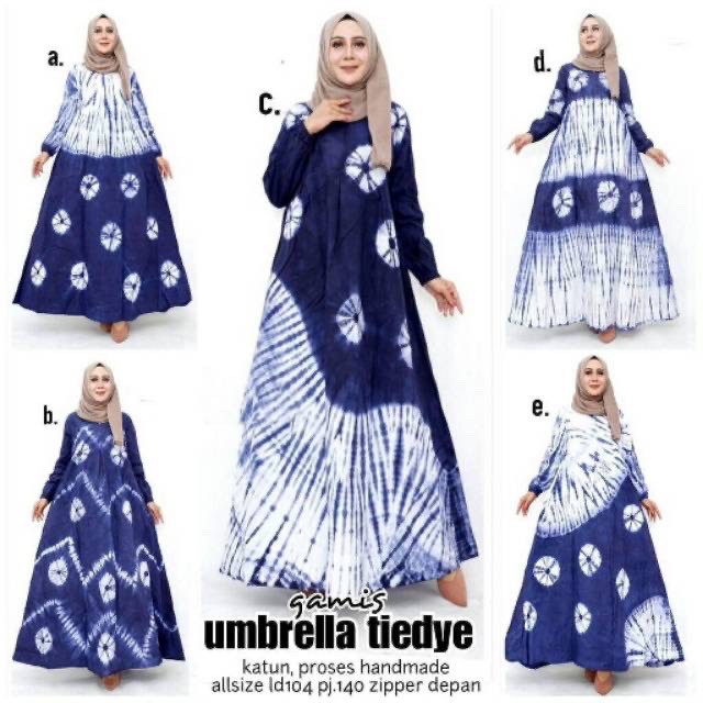 Gamis Umbrella Tiedye Batik Handmade Tie Dye Tiedye Jumputan Shibori Pesta Cantik Muslim Casual