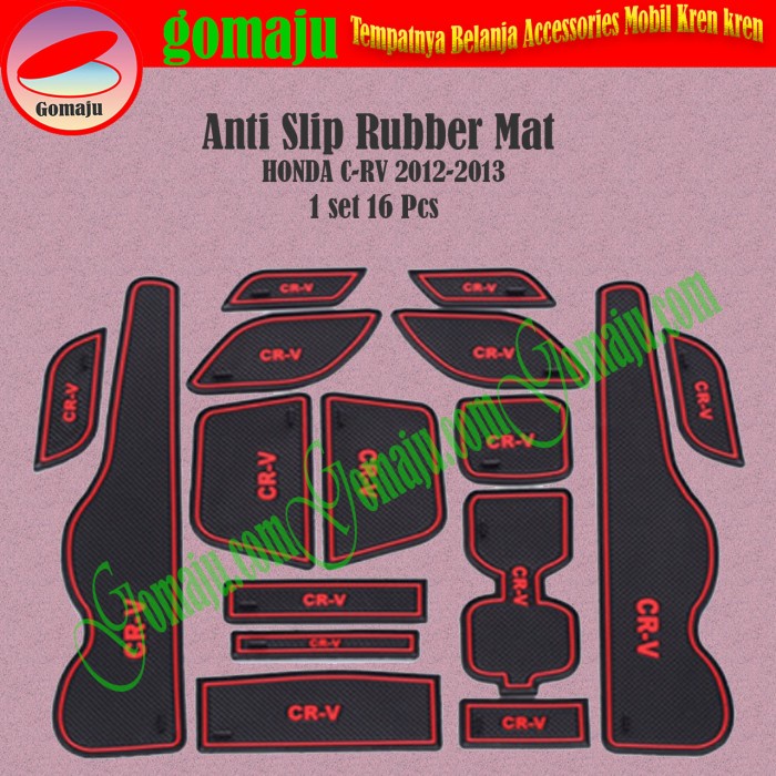 sale ANTI SLIP RUBBER MAT INTERIOR HONDA CRV 2012-2013 BLACK RED