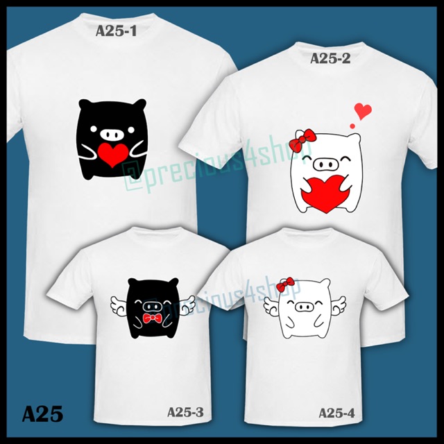 Monokuro Boo San-X Cute Couple Pig | Kaos Pasangan | Family T-Shirt