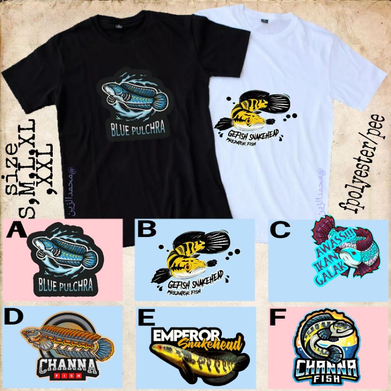 kaos anak channa snakehead/limbata/auranti/maru/pulchra/blue pulchra/barca/marulioides/ kaos Channa 