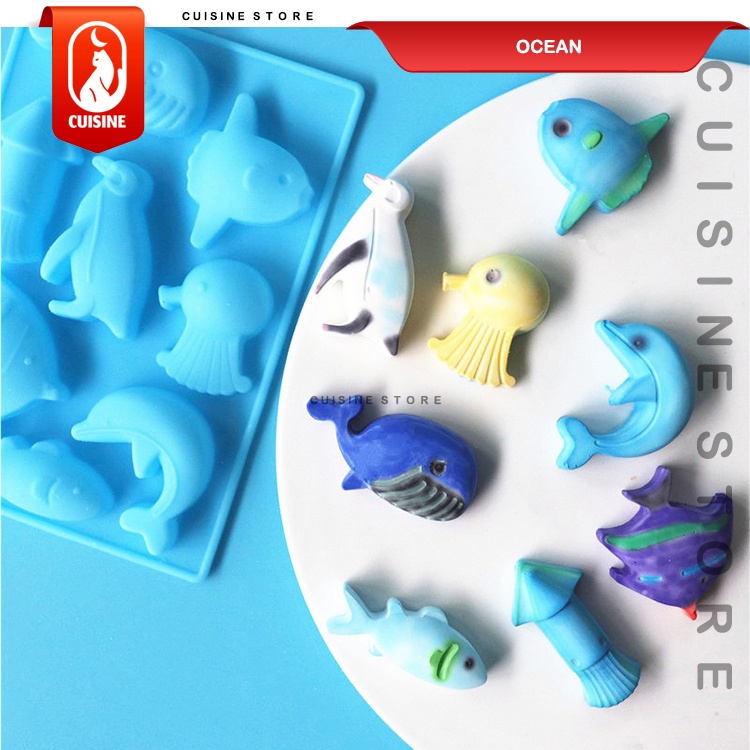 Cetakan Puding Coklat Jelly Karakter OCEAN 8 Hewan Laut Ikan Pinguin gurita Food Grade / CUISINE