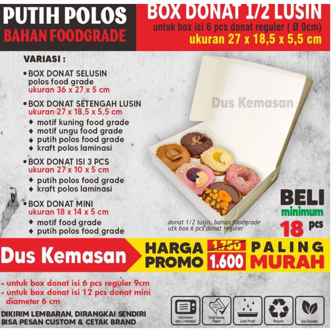 

Box Donat Polos 27 X 18,5 X 5,5 Cm Foodgrade 1 Pack Isi 18 Pcs