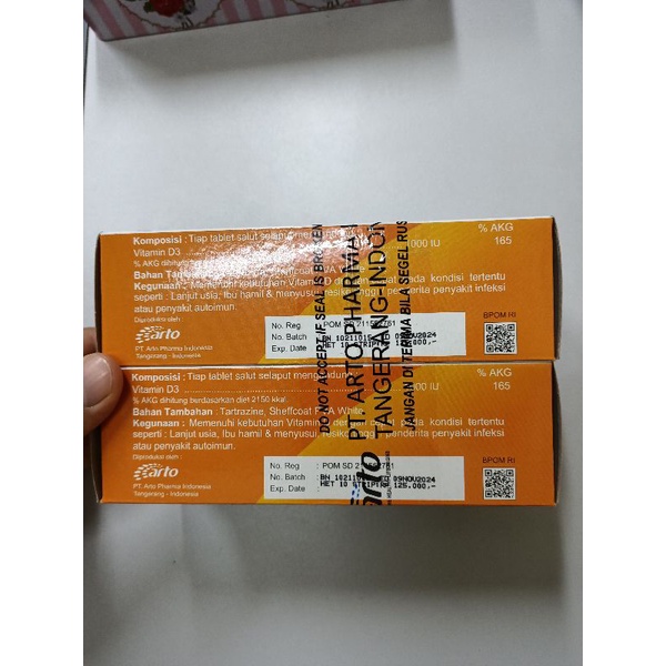 Arto D BOX Vitamin D3 1000IU isi 100 Tablet (BUY 1 GET 1 FREE)