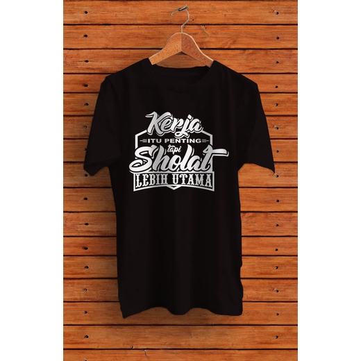 baju kaos dakwah islami pria wanita warna hitam Terbaru / GALETHA baju Sholat lebih utama Oversize S