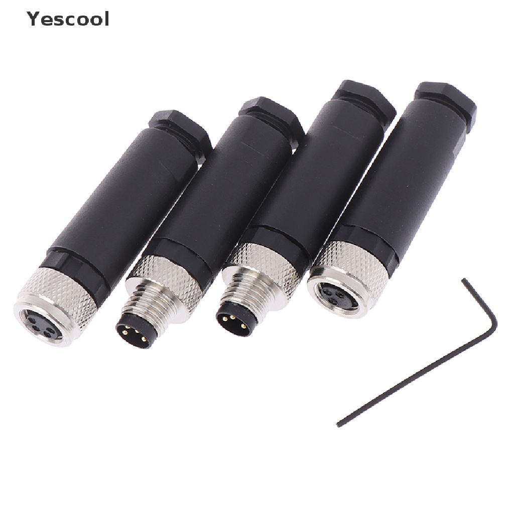 Yescool 1Pc Konektor Sensor M8 3 / 4 Pin Male / Female