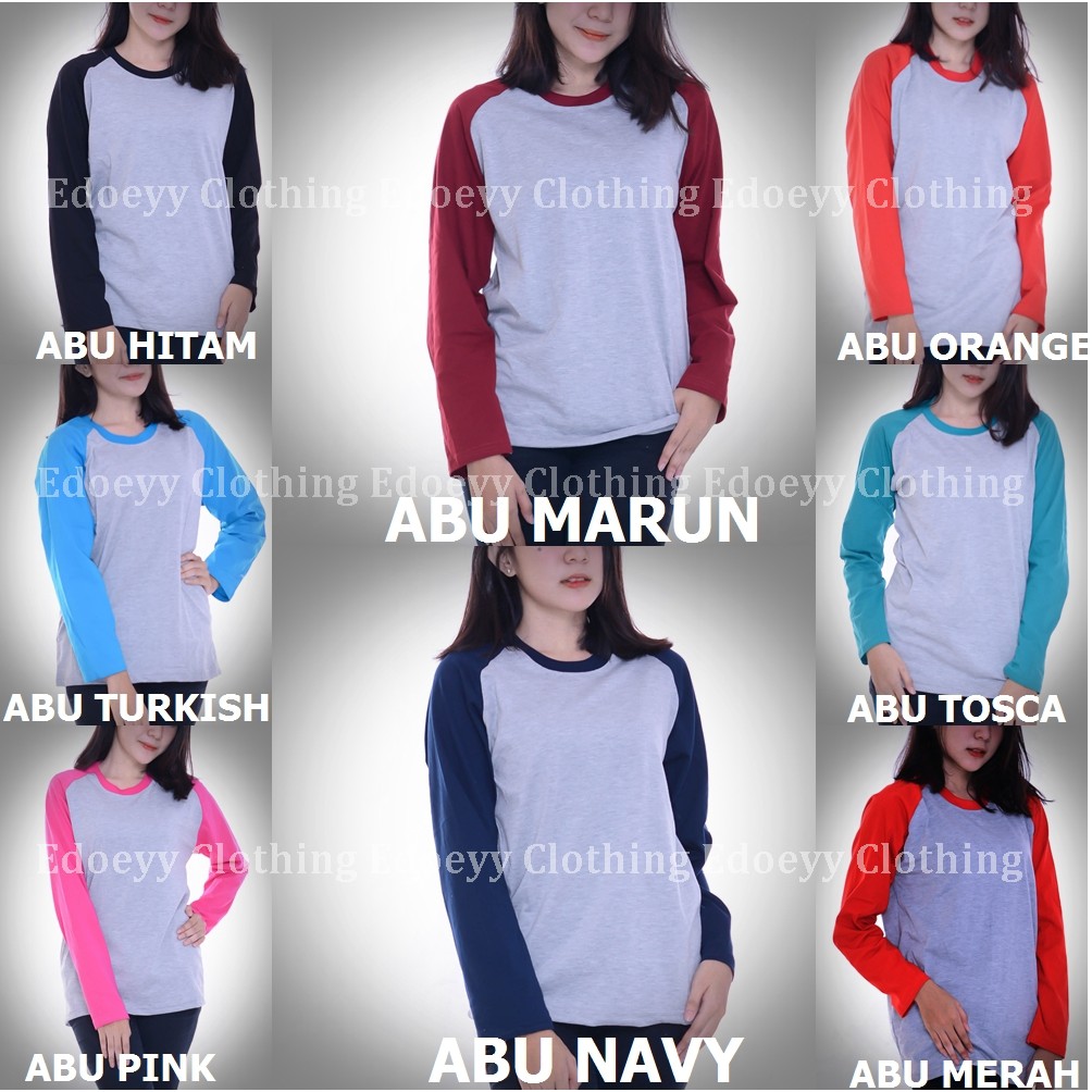 Jual Ragl   an Lengan Panjang / Baju Raglan / Reglan Polos / Kaos Reglan