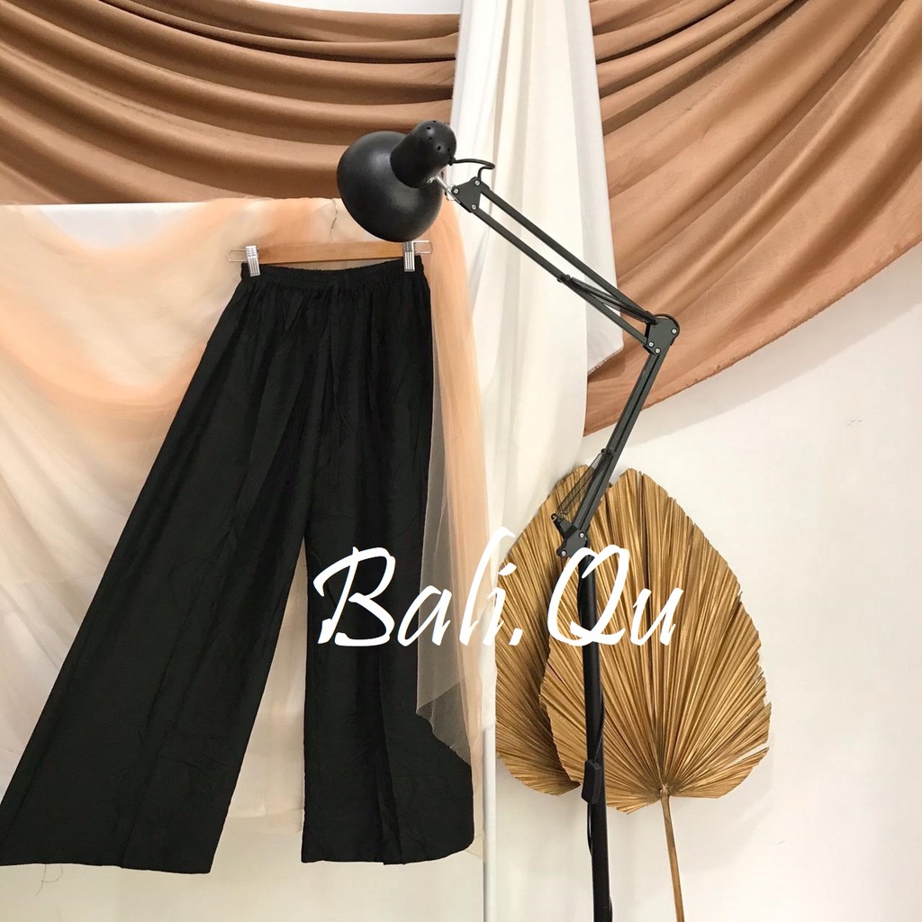 Celana Kulot Panjang Polos Jumbo Bali Qu-HITAM