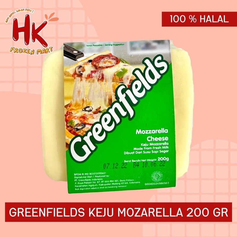 

GreenFields Keju Mozarella 200gr (cheese moza perfetto slice) HK Frozen Mart