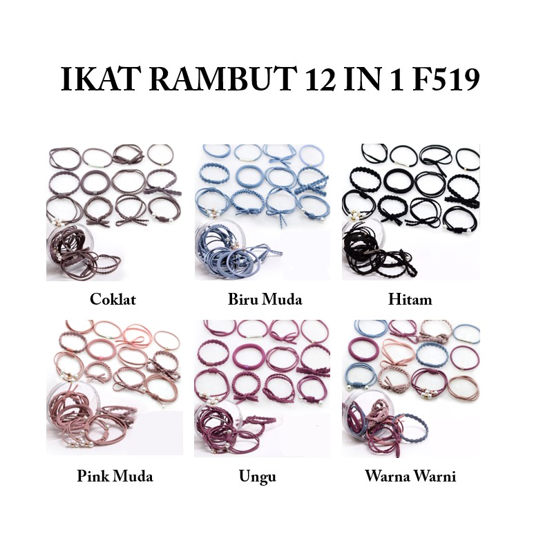OSM - F519 Ikat Rambut 12 in 1 Fashion Wanita / Accesories Rambut Import / Ikat Rambut Murah Batam-1