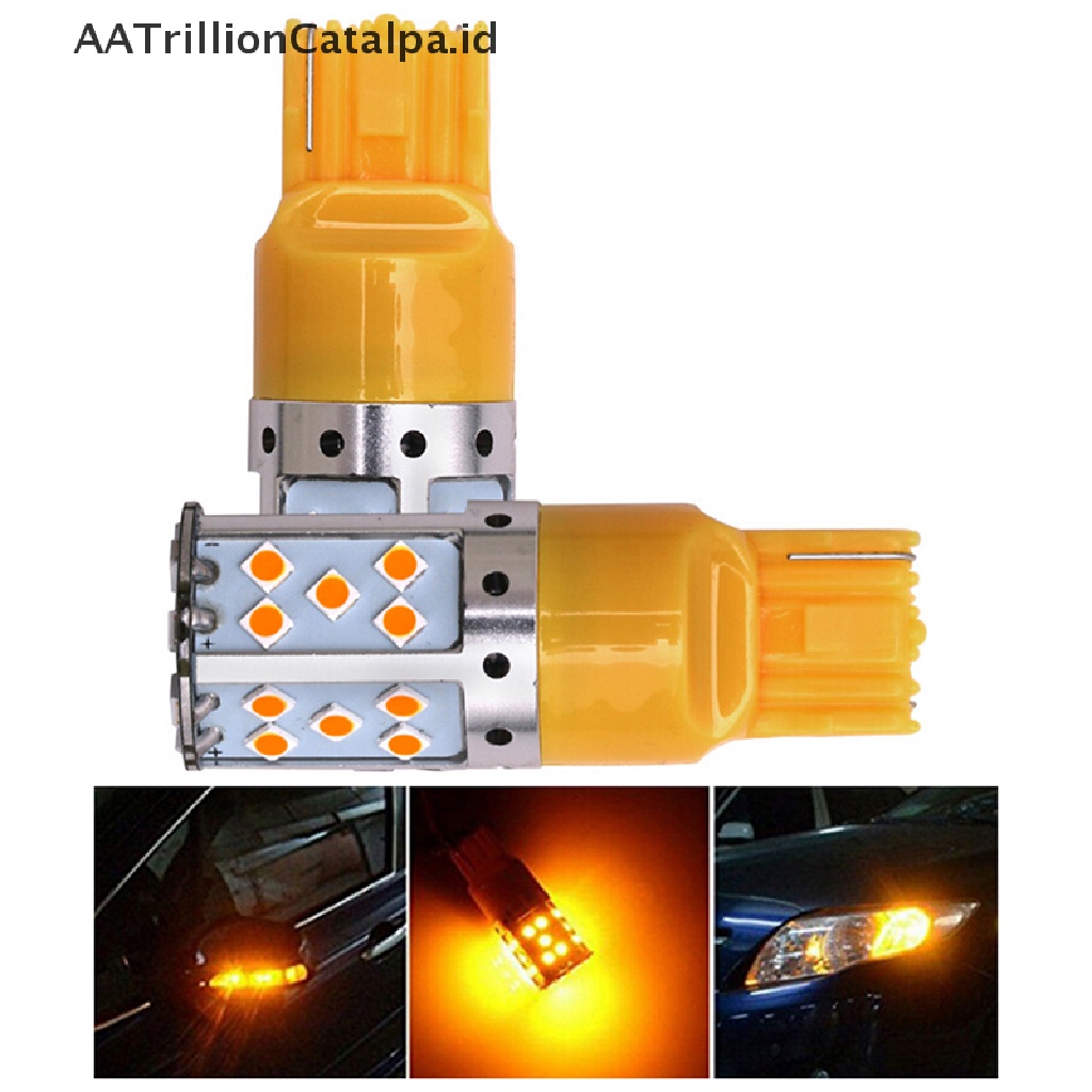 Aatrillioncatalpa 1Pc Lampu LED T20 7440 3030 35SMD Warna Kuning Untuk Seinrem Belakang