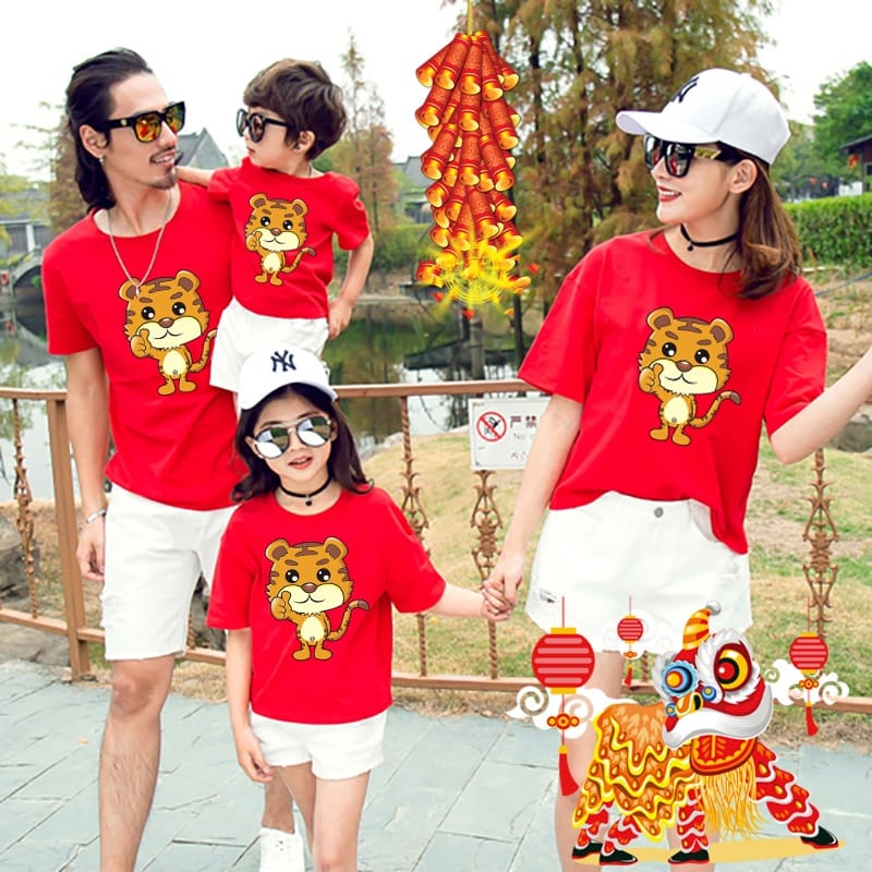 MYSTIQUE.ID-BAJU KAOS FAMILY SINCIA SHIO MACAN T-SHIRT LUCU DAN AESTHETIC