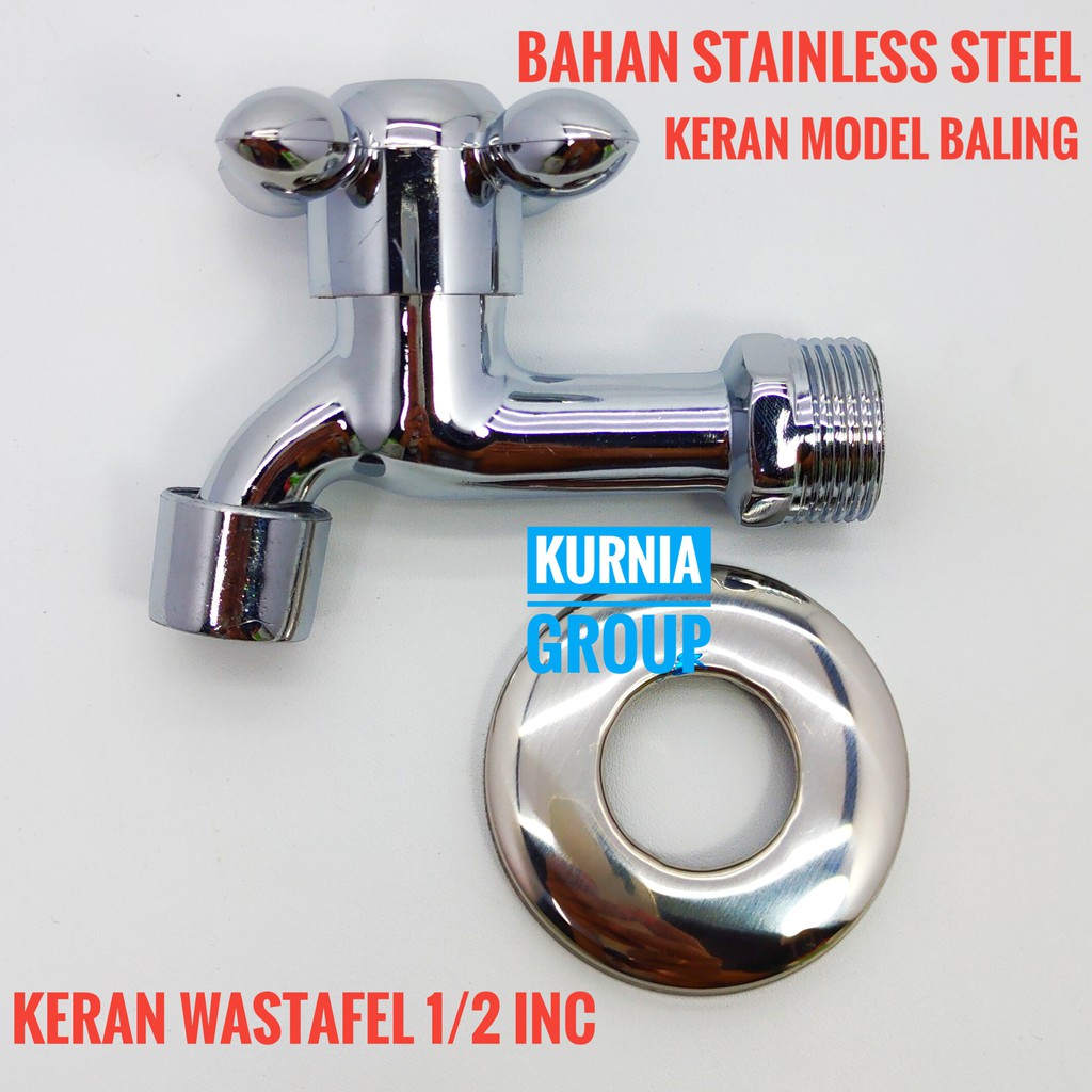 KRAN AIR STENLIS 1/2 INC BALING BAHAN TEBAL KERAN TEMBOK PUTAR KAMAR MANDI WASHTAFEL LEDENG TERMURAH