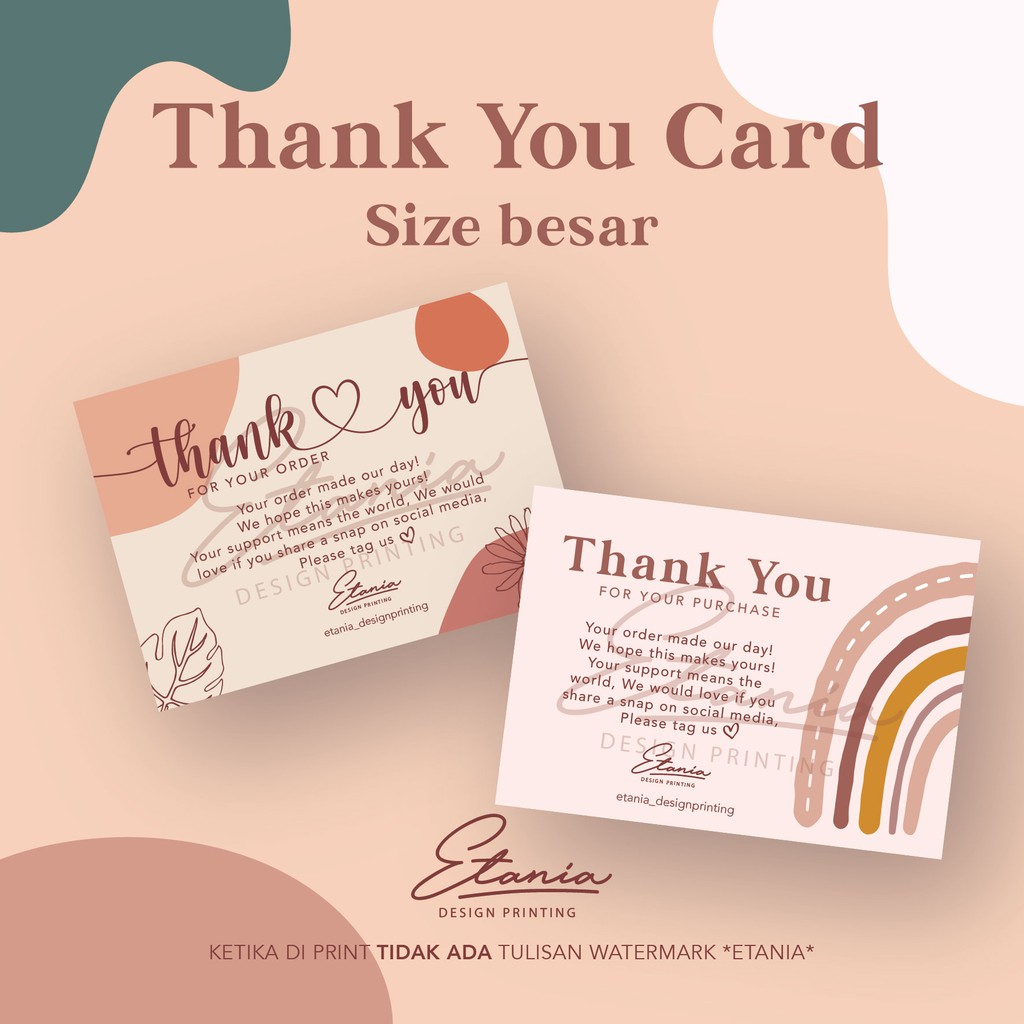 

Thank you card custom besar/ thank you card jumbo / thank you card murah / thank you card sem