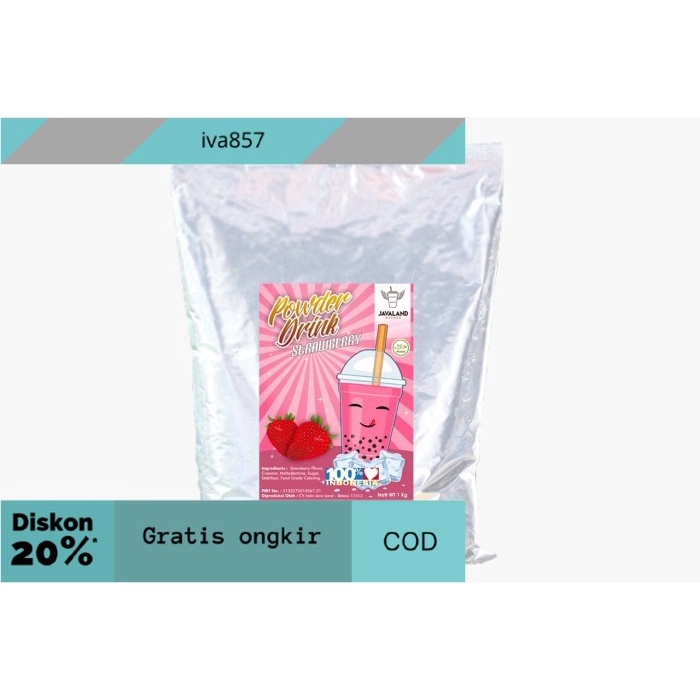 

PROMO Strawberry Bubuk Minuman Powder Drink Original Javaland 1kg GRATIS ONGKIR