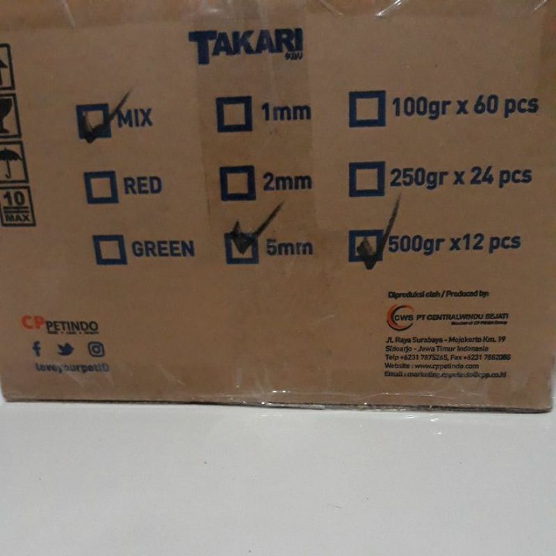 Takari fish food 500gram size 2mm &amp; 5mm, Pakan/makanan ikan