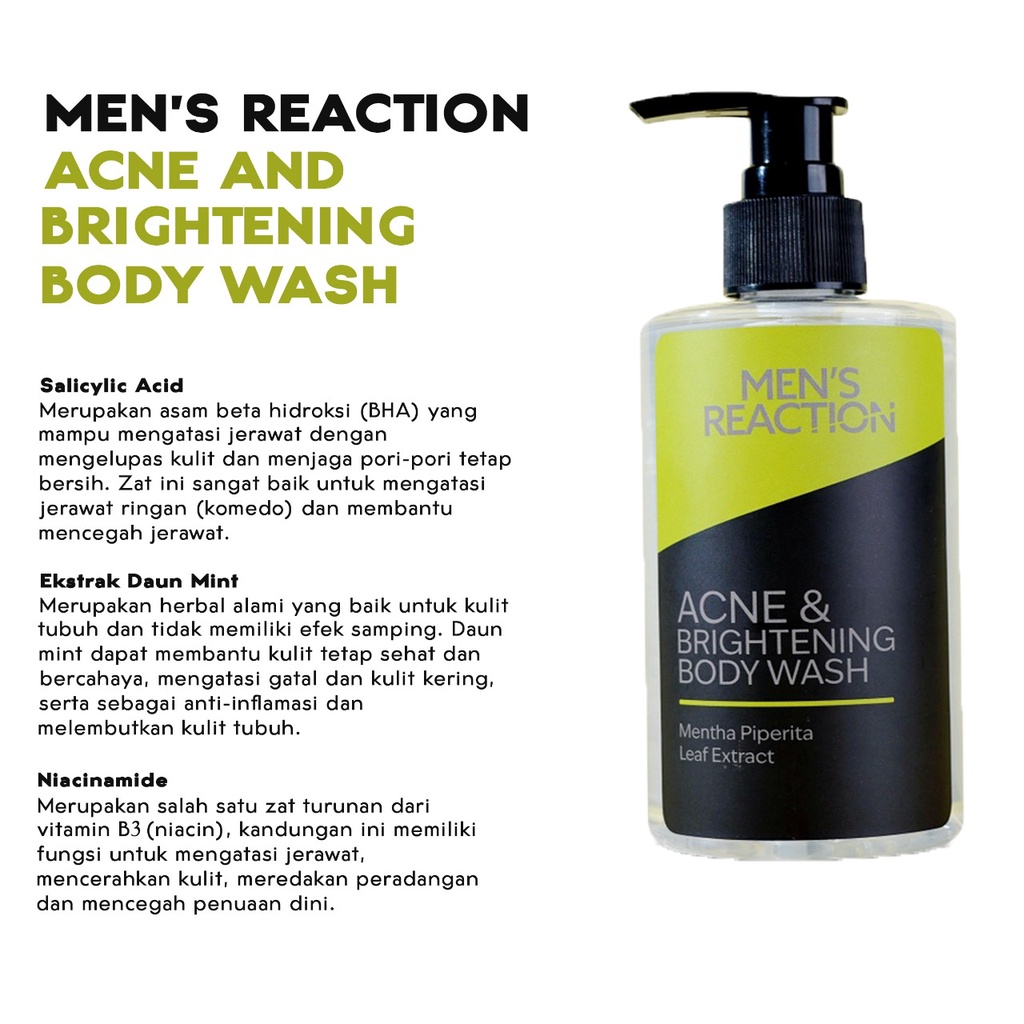 Sabun Mandi Pria Acne Brightening Body Wash Mens Reaction Acne Brightening Body