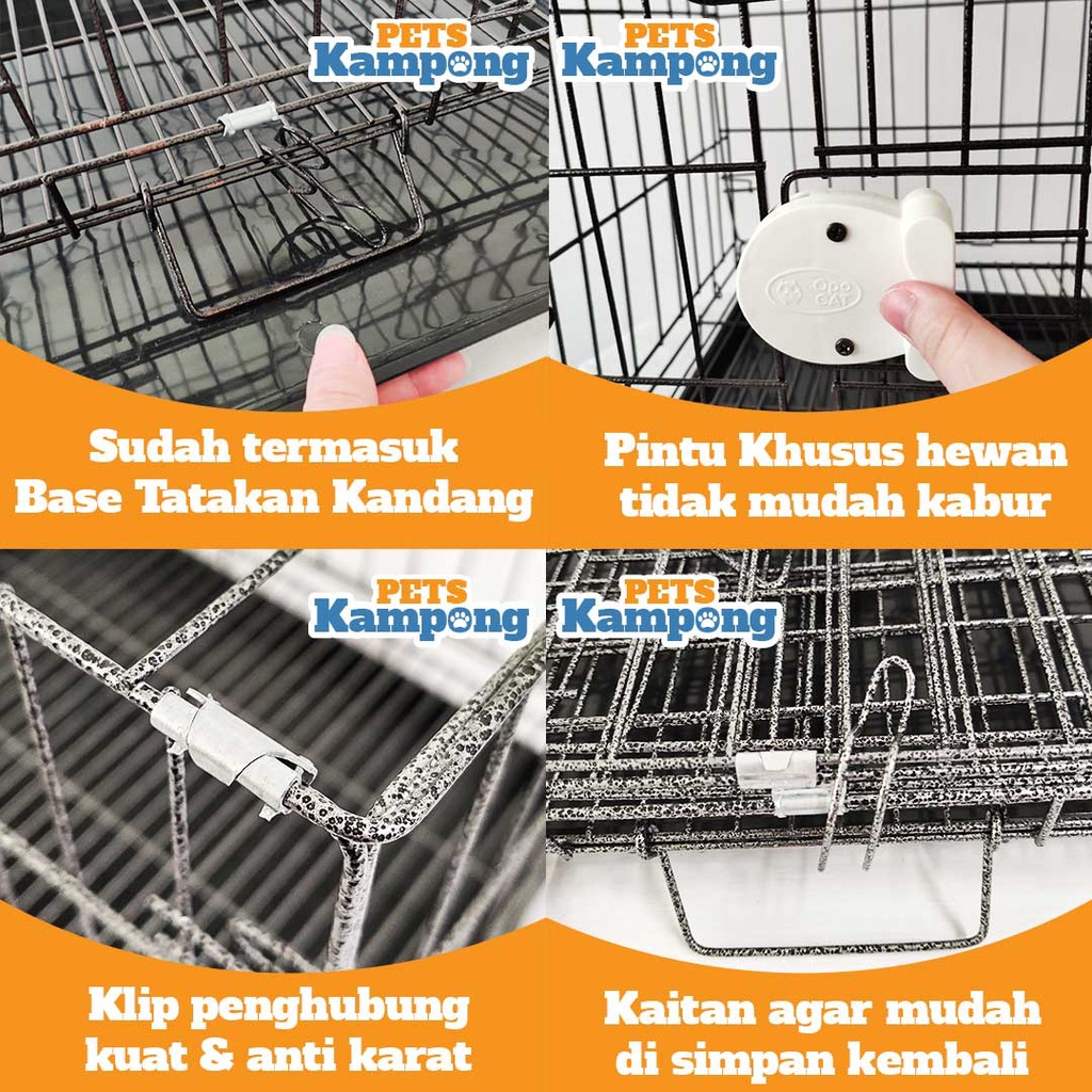 Kandang lipat Pintu Baru kucing kelinci besi anti-karat ukuran kecil (s) (46x32x39)-3