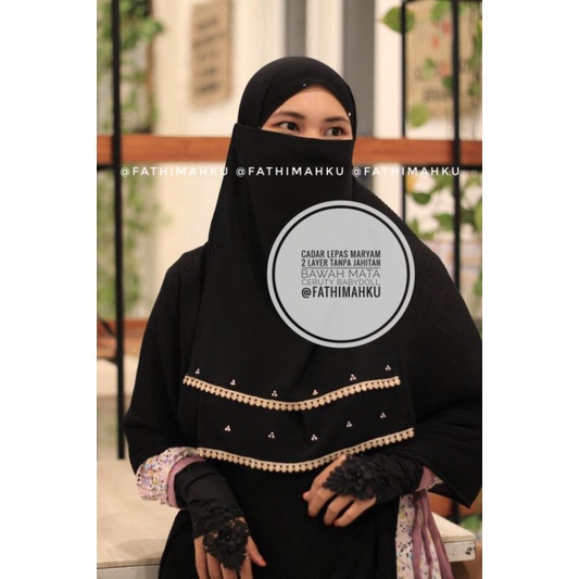 Cadar lepas 2 layer Renda/Cadar niqab Termurah viral/Tutup cadar tali 2 karet layer
