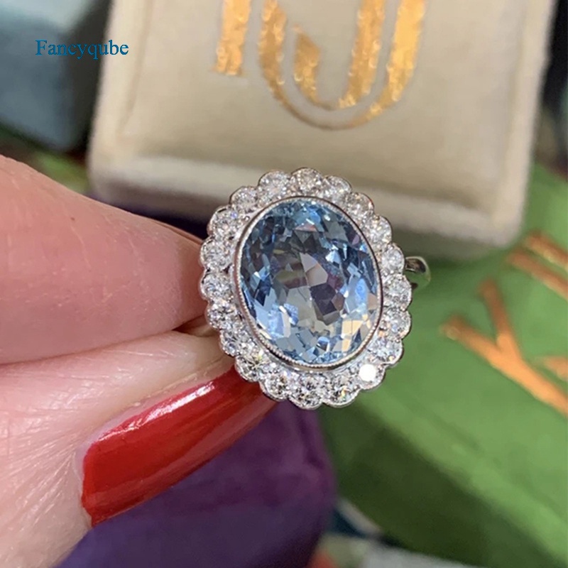 Fancyqube Cincin Cubic Zirconia Warna Silver Untuk Wanita