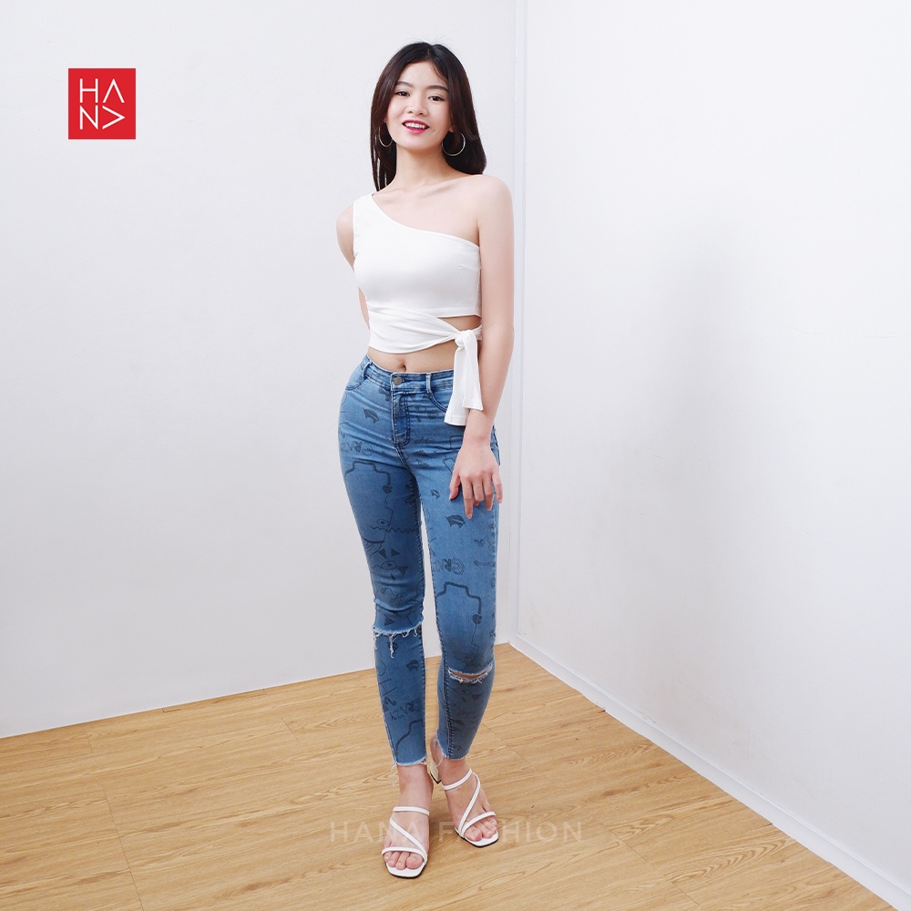 HanaFashion JKT - Alicia One-Shoulder Crop Stylish Wanita Murah - CT091