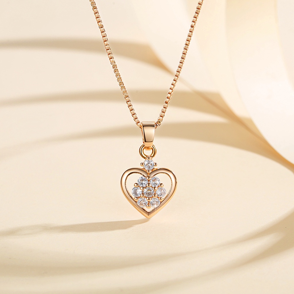 Y708 【Barang spot】Kalung Titanium Wanita Mewah Berbentuk Hati Lapis Emas 18k kalung Perhiasan Fashion