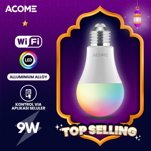 Acome Lampu Bohlam Smart WIFI LED 9W RGB AL01 Bisa BARDI APP RBGW