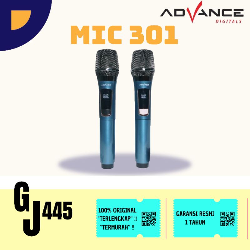 Advance MIC 301 DOUBLE Mic Wireless Microphone Bluetooth Karaoke BONUS Baterai