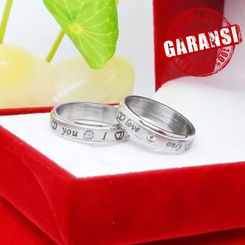 Cincin i love you Udah Dapat 2 Pcs + Box Cincin pasir  mewah dan berkelas Berlapis Stainless Steel