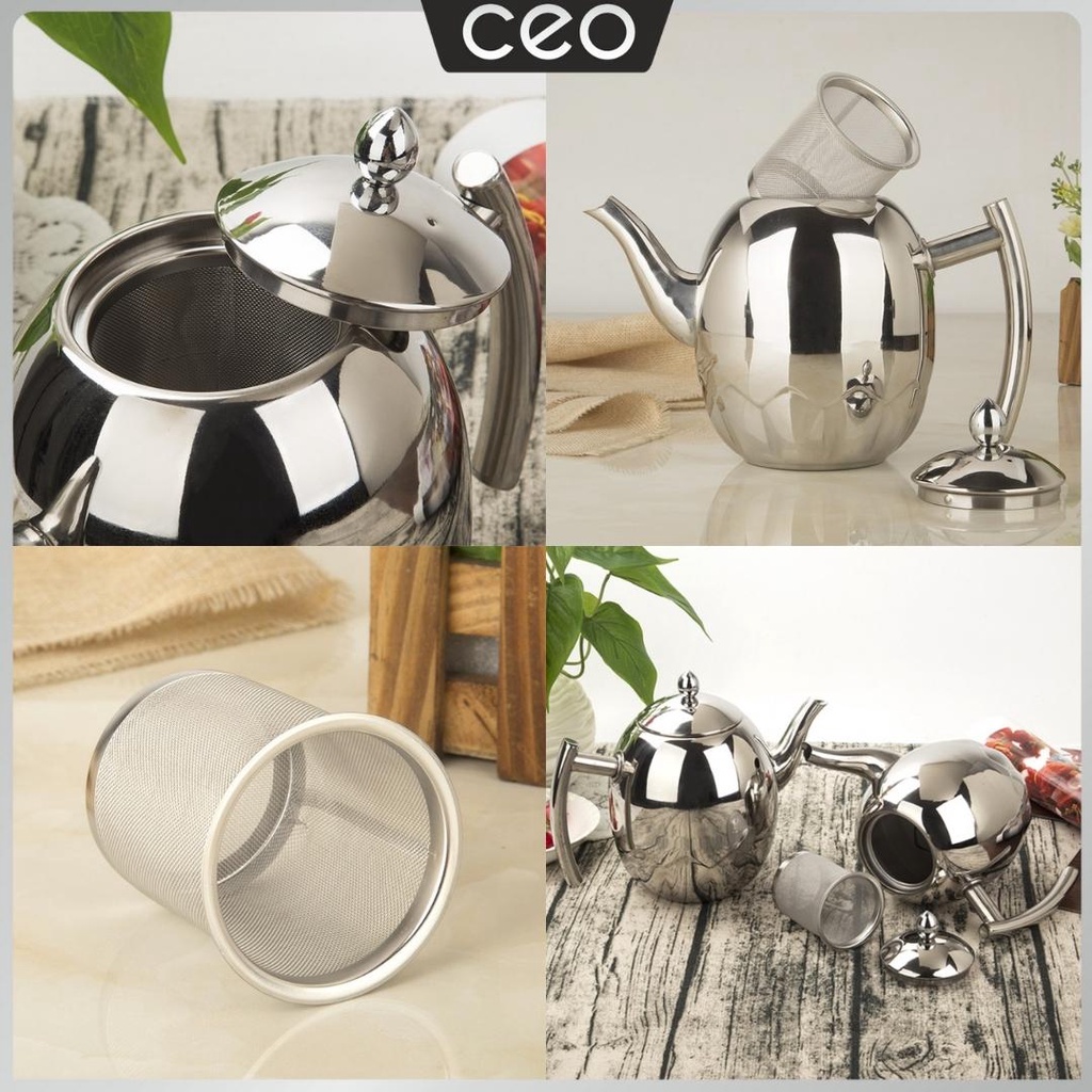 CEO Teko Air Teh Saji Stainless Steel Ceret Teh Dum Dum Teko Warna Emas Silver