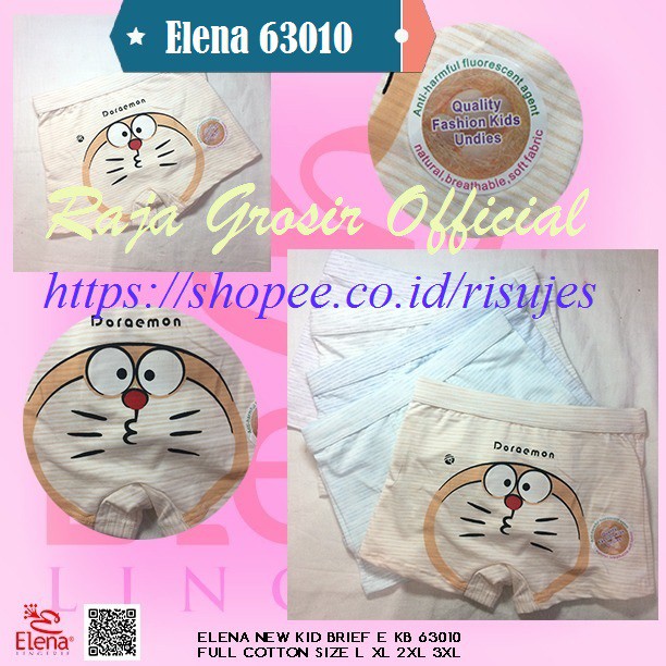 Celana Dalam Boxer Katun Super Soft ELENA Anak Laki-Laki / CD Anak Cowok 63010, 61029, 033, 034